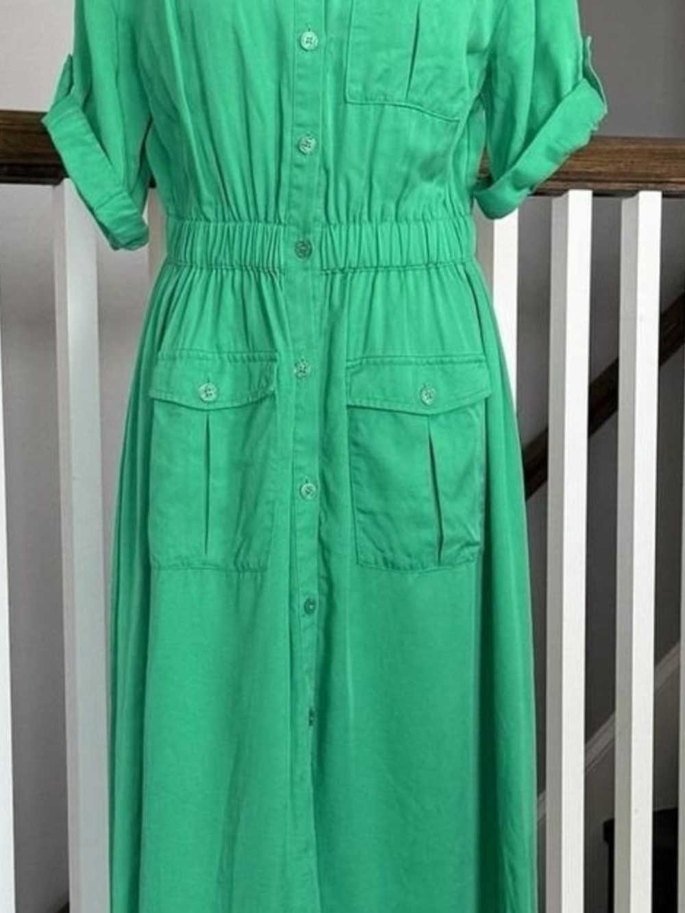 LOFT Kelly Green Utility Shirt Dress  - 12